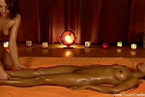 Women Friends Learning How To Massage Bodies Feeling Relaxed And Intimate