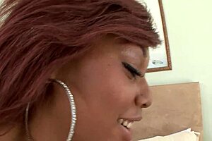 Ebony brunette gets her ass licked and pounded in interracial HD fuck.