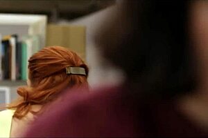 redhead teen student blows guy in study room feet play 😏