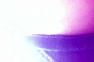 Cute girl paces through the store while spied on hidden cam outdoors.