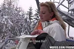 Busty Blonde Skier Paid For Intense Lodge Fuck!