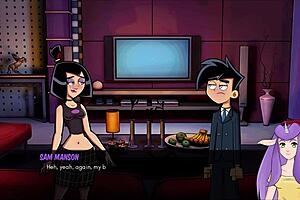 in danny phantom amity park redux part 18, goth gives handjob during game
