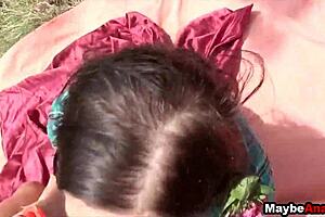 tiny teen anne angel gets assfucked outdoors in public pickup pov