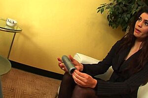 this brunette bitch visits the doctor and gets banged on his couch