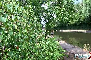 Busty Natural MILF Samantha Bentley Flashes Huge Tits In Public Outdoor Scene.