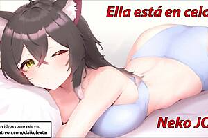 Meows and orgasms included in cat JOI with your neko girlfriend in heat, Spanish voice
