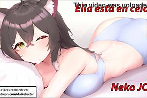Meows and orgasms included in cat JOI with your neko girlfriend in heat, Spanish voice