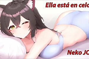 Meows and orgasms included in cat JOI with your neko girlfriend in heat, Spanish voice