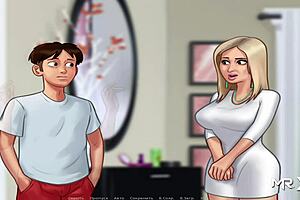 In summertime saga, a milf uses a great working tool for 69 at the office