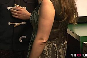 huge brunette gets facial after work at bar?