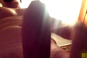 Young 18+ masturbates monster cock alone at home