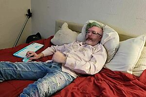 Emo Guy Jerks Off His Huge Cock While Clothed