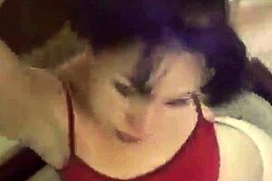 Cheating Brunette Wife Gives Blowjob To Husband's Cock