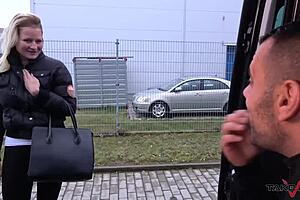 Hardcore Blowjob And Doggystyle Sex In Public Van Backseat With Hairless Amateurs