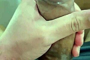 Brazilian neighbor jerks off with condom in homemade scene