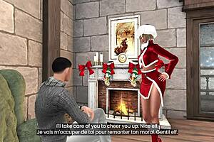 Young Santa's Wife FUCKS Elves in Christmas Threesome