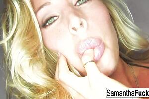 samantha teases her big tits solo