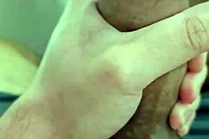 Brazilian neighbor jerks off with condom in homemade scene