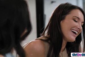 straight babe turns lesbian with busty friend