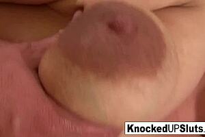 pregnant woman desires cum on her swollen tits