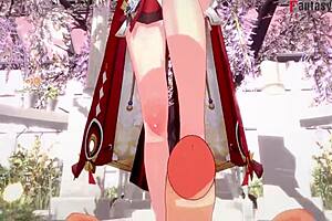 i watch yae miko sucking my cock in this pov hentai scene from genshin impact