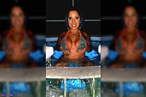 bikini blues super squirt solo with latina big tits and dildo masturbation