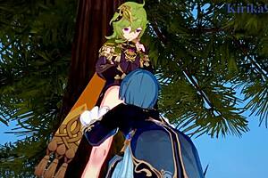 Shenhe says, Collei, join us for intense sex with Xingqiu.