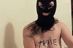 french slut humiliates herself with bdsm and uro 😈