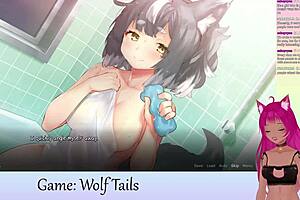vtuber lewdneko plays wolf tails part 2 with big tits and lesbian hentai vibes.