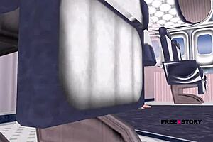 animated 3d teen posing in airplane fingering pussy