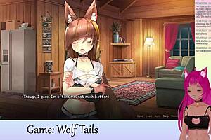 vtuber lewdneko plays wolf tails part 2 with big tits and lesbian hentai vibes.