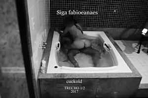 Watch this hotwife in the jacuzzi with her well-endowed friend, the cuckold says.