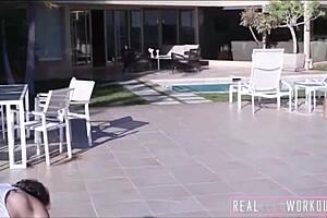 Nerdy teen feels intense workout passion