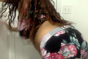 Ebony MILF with Big Tits Dances in Bathroom