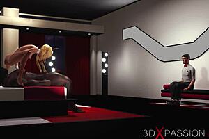 3D Cuckold Horny Young Blonde Fucked Hard by Big Black Cock