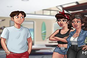 Maid feels excited to clean in summertimesaga game