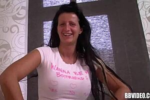 busty brunette german milf enjoys solo softcore masturbation