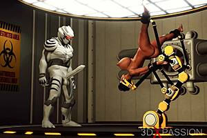 Ebony beauty endures extreme restraints and hard fucking