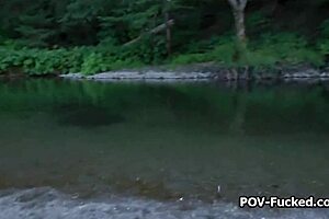 Hot Brunette Sucked By Stranger In Forest Quickie! Outdoor Blowjob With Amateurs.