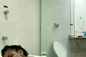 Bia Hot Morena Safada Masturbates with Shower Jet!