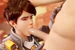 Tracer pays the bet with explosive blowjob! Cumshot from Bewyx and Cinderdryadva.