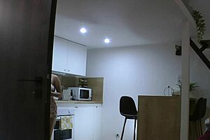 redhead latina wife shows pussy and ass in kitchen