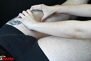 A guy gives a massage and surprises his friend