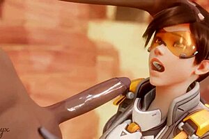 Tracer pays the bet with explosive blowjob! Cumshot from Bewyx and Cinderdryadva.