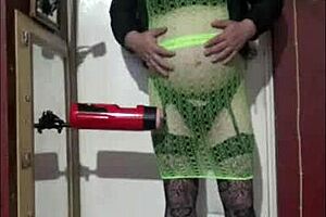 Crossdresser loves to give himself a machine masturbation part 1 😍