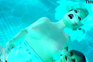 Hot futanari sex near pool where sexy girl sucks cock and shemale fucks bitch