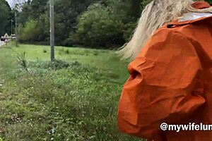 Luna Green hunts chestnuts but ends up taking a thick cock in her ass outdoors.