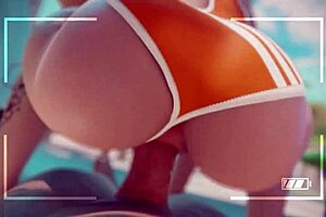 tracer rides a cock on the beach, feeling every inch