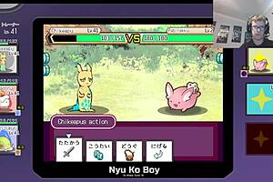 Bent over nurse joy clone in pokemon parody game