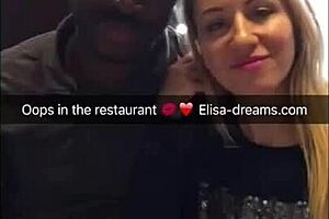 On the second day in Paris, boldly flashing my panties and teasing with a big black cock.